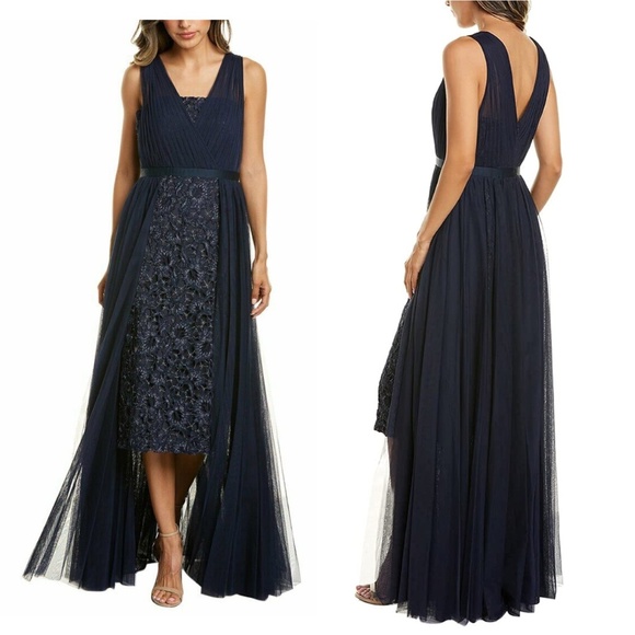 Aidan Mattox Dresses & Skirts - AIDAN MATTOX Womens Navy Sleeveless Below The Knee A-Line Evening Dress